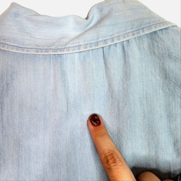 ZARA Dress Womens Extra Small Blue Ruffle Denim Mini Shirt Dress Blogger Fave - Picture 6 of 14